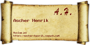 Ascher Henrik névjegykártya